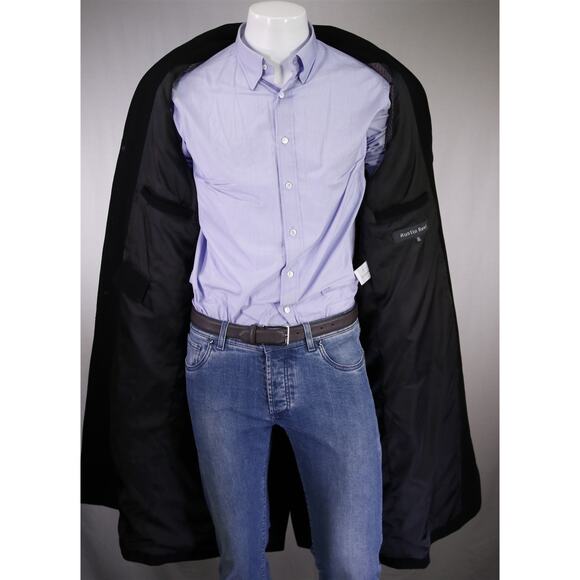 Austin Reed Black Wool Cashmere Full Length Overcoat Coat 38R - Picture 7 of 9